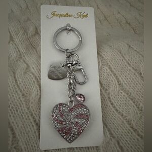 Silver and Pink Heart Keychain for tumblers, Purses and more- New